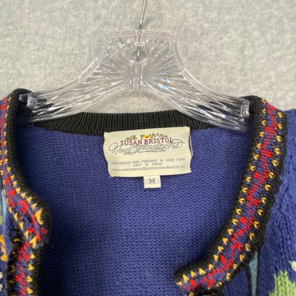 🍂 Vintage Embroidered Knit Cardigan | Cozy Folk Boho Winter Layer | Size M - Picture 5 of 14